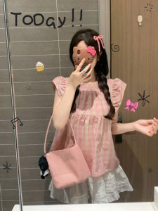 Áo Sơ Mi Vải Lanh Cotton Kẻ Sọc Tay Phồng Phong Cách Ngọt Ngào Dành Cho Nữ Mùa Hè Mới Phong Cách Đại Học Cỡ Nhỏ