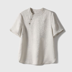 Silk and Rayon Jacquard Short Sleeve Top 22mum