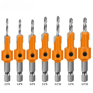 7 Pcs Sets Hexagonal Handle High-speed Steel Countersunk Drill Double-edged Punch Hide Screw Hole Drilling Woodworking Drill Bit