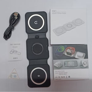 15W 3 in 1 Quick Multi-function Foldable Chargers Safe Magnetic Wireless Charger Portable Charger for iPhone IWatch AirPods