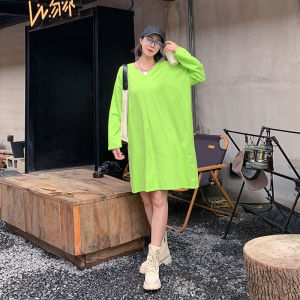 เสื้อยืดคอกลมแขนยาวทรงหลวมสำหรับผู้หญิง ทรงหลวม แขนยาว คอกลม เสื้อเชิ้ตพื้นฐานสไตล์ลำลอง ผลิตจากผ้าฝ้ายแท้