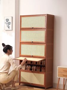 172CM ตู้เก็บรองเท้า ตู้วางรองเท้า ตู้รองเท้า กันความชื้นและกันมอด ไม้ไผ่ที่แข็งแรง ทนทาน shoe rack ประหยัดพื้นที่