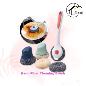 iDeal Home Kitchen Brush Bathroom Removable Handle Brush Dish Pot Brush Cleaning Brush Multipurpose Brush Nano Fibre Cleaning Brush