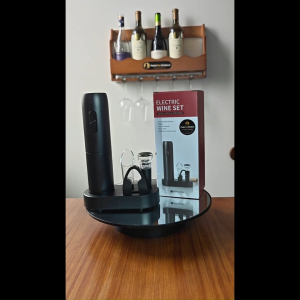 Rechargeable Electric Wine Opener 5-Piece Set with Foil Cutter Pourer Vacuum Stopper & Charging Base