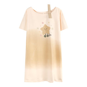 miiow | Couples Summer Lightweight Pure Cotton Short Sleeve Sleepwear Set Home Comfortable V-Neck Dress With Chest Pad Casual Style