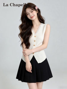 La Chapelle | Old Money Style Icy Silk V-Neck Sleeveless Waist-Fitted Tank Top