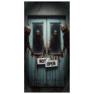 Creepy Zombie Banner Bloody Haunted Backdrop Gory Spooky Display for Halloween Party Haunted House Horror Themed Party