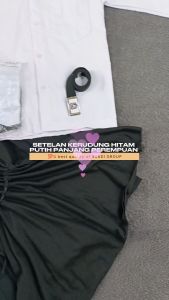 Setelan Seragam Sekolah Hitam Putih Panjang SD Kelas 1-6 Set Kerudung Hitam