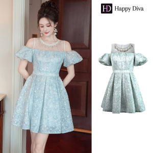 Happy Diva Womens Dress Blue Puff Sleeve Mini Dress Wedding Formal Party Dress Student Graduation Ceremony Dress Casual Dress 65346