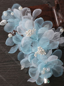 Blue Hanfu Hair Accessories Womens Style Bun Headwear Qipao Dance Side Clip Floral Hairpin Traditional Chinese New Style