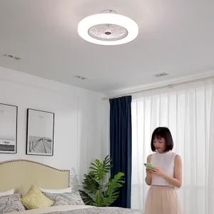 SG Stock Slim ceiling fan light Ceiling fan light Bedroom dining room household invisible light fan Chandelier with electric fan