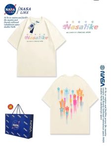 เสื้อยืดแขนสั้นผ้าฝ้ายแท้พิมพ์ลายดาวสีสันสดใสร่วมฤดูร้อน ทรงหลวม สำหรับผู้ชายและผู้หญิง แบรนด์แฟชั่นลำลอง