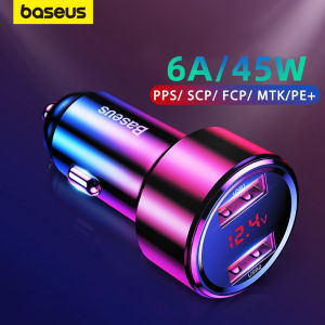 Baseus Quick Car Charger 6A 45W Dual USB Type C QC4.0 PD3.0 Fast ChargerสําหรับiPhone13 Pro Xiaomi Samsungโทรศัพท์ชาร์จอย่างรวดเร็ว