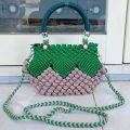 Tas rajut Tali kur motif strawberry mutiara tas tali kur pesta wanita terbaru model handbag dan selempang bahan anyaman tali kur mewah. 