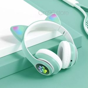 (Promo) Headset Headphone Wireless Bluetooth motif kucing Led full bass