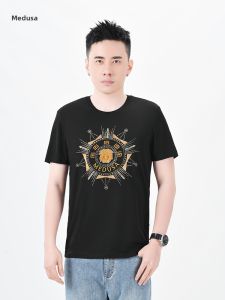 MEIDUSA | New Summer Embroidery Drill Gem Round Neck Slim Fit Stylish Short Sleeve Top