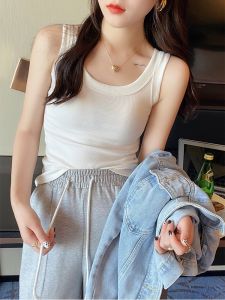 Victoria Style Camisole Tank Top Womens Inner Wear round Neck Ribbed Cotton Base Layer Underwear for Ladies