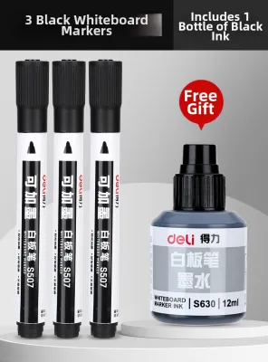 deli | Refillable Large Capacity Non-toxic Erasable Broad-tip Pen for Kids and Teachers