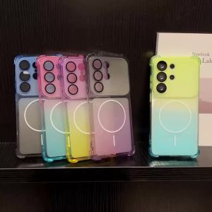 For Magsafe Gradient Transparent Soft Phone Case For Samsung S26 S25 S24 Ultra Shockproof Armor Ultra-thin Protection Back Cover
