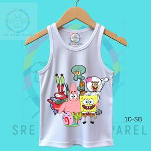 "Soft White Sando for Kids | Cute S-P-O-N-G-E-B-O-B Sublimation Print for Boys & Girls"