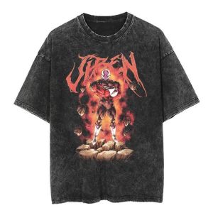 Classic Dragon Ball Goku Cartoon Oversize Vintage Washed Short Sleeve T-Shirt Breathable Cotton Youth Fashion Summer Top