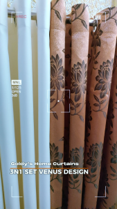 Golden55 Curtains - Venus Design - 3N1 SET CURTAIN / PER PIECE - 5FT/6FT/7FT - Satin Fabric