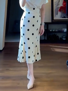 MANMI | French Elegant Polka Dot Bodycon Mermaid Skirt High Waist Slimming Summer