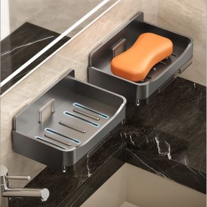 Portable Soap Holder Wall Storage Rack Organizer Bathroom Accessories Double Layer Holder Drainable Soap Dish for Bathroom