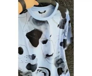 KAOS OVERSIZE PRIA/WANITA/SPOON/MOTIF BIRU ABSTRAK