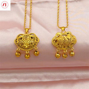 XT đồ trang sức Hàn Quốc 24K rỗng khóa mặt dây chuyền phụ nữ 916 mạ vàng gốc