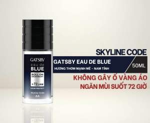 Lăn Khử Mùi Gatsby Eau De Blue Roll On 50ml dành cho NamKhử mùi hôi nách suốt 72 giờ