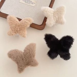 Jepit Rambut Slim Bulu Halus Motif Kupu - Kupu Jedai Wanita Bahan Bulu Lembut Jepitan Rambut Gaya Korean Style LOOKIS