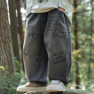 ร่้วร่างแขน กางเต็งเด็กชายท่อกระดิ่งขายาวทรงยูนิโน่ เครา 2025 เวอร์ชั่นฤดูใบไม้ผลือก สำหรับการมุงลำตัวชายกางเกงยีนส์เดี่ยวอุ่น กางเกงลำลอง เหมาะกับชายระวงศัดผม