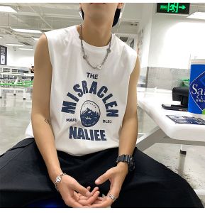 Snow Mountain Print Vest Mens Trendy Loose Ins Trendy Couple Waistcoat Vest New Summer New Sleeveless T-shirt