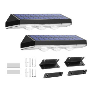 2 Pack 990000LM Colorful Solar Wall Lights 3 LED Solar Fence Lights Outdoor Waterproof Solar Deck Lights for Fence Post Yard