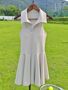 Yoga Dress with Chest Pad Fitness Running Skirt Badminton Outdoor Wear Waist Cinched Anti Exposure Sports Half-length Skirt