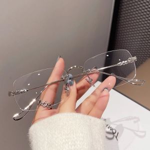 Frameless Fashion Glasses Elegant Retro Versatile Men and Women Fashion Street Photography Decoration Daily Wear