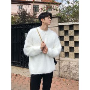 Atmosphere Sense Mink Fur Soft Glutinous Sweater Mens Winter Korean Style Idle Style Outer Wear Loose Sweater Stylish Coat