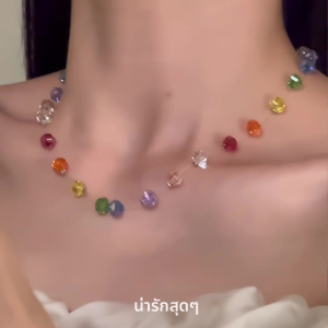 สร้อยคอโซ่กระดูกสีสันสดใส ดีไซน์เรียบง่าย ดีไซน์เฉพาะตัว แฟชั่นหวาน หลากหลาย โซ่กระดูกไหปลาร้าสำหรับผู้หญิง