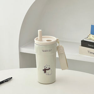 Cốc Cà Phê Hình Mèo Dễ Thương Cốc Cách Nhiệt Cốc Đựng Nước Có Ống Hút Cốc Đựng Nước Di Động Cốc Đựng Nước Bằng Thép Không Gỉ