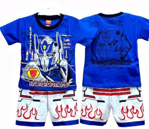 SETELAN PAKAIAN BAJU ANAK LAKI-LAKI...TRANSFORMERS...USIA 1-10TAHUN.BIRU.