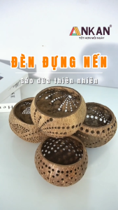 Đèn Gáo Dừa Handmade ANKAN Kiểu Caro – Đèn Nến Tealight Trang Trí Vintage Ánh Sáng Thư Giãn
