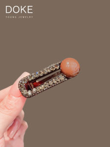 Shiny Rhinestone round Bead Hair Clip Womens New Style Elegant Side Parting Duckbill Clip Versatile Hair Accessories