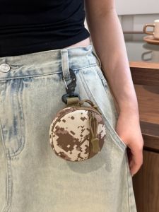 กระเป๋าใส่เหรียญแบบพกพา กระเป๋าใส่กุญแจ กระเป๋าใส่หูฟังลายพราง กระเป๋าใส่ลิปสติก กระเป๋าใส่เหรียญ กระเป๋าทรงกลม กระเป๋าสตางค์ผ้าอ็อกซ์ฟอร์ด