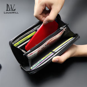 LouisWill Men’s Long Wallet Retro Wallet Fashion Handheld Wallet Coin Wallets Soft Leather Wallet Multi-Card Position ID Credit Cards Holders Coin Bag Leisure Business Wallets