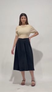 MINEOLA Melrose Black Cotton Midi Skirt - One Size