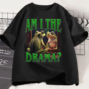 Bandai | Am I The Drama? Funny Frog Meme Graphic T-Shirt Men Women Kids Fashion Vintage T-shirt Summer High Quality Cotton Casual T Shirt