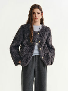 DUSHU | Big Size Retro Chic Faux Fur Coat Slim Fit