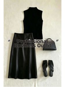 V.C.I | Black High Collar Sleeveless Vest for Women Inner Wear