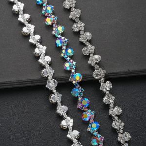 1yard Glitter Crystal Rhinestone Trim Chain Shiny Diamond Stone Glue on Claw Chain Strass for Dress Clothing Decorations ﻿